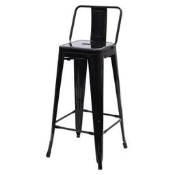 Banqueta Alta Para Bar Balcão Bancada Bistro Cozinha Americana Tolix Iron Industrial Preta - 1