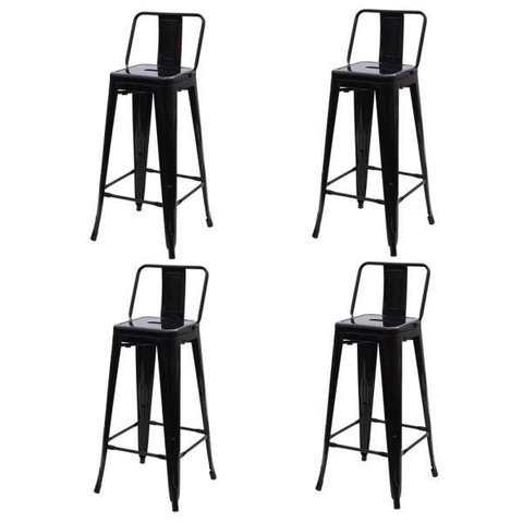 Kit 4 Banqueta Altas Para Bar Balcão Bancada Bistro Cozinha Americana Tolix Iron Industrial Preta