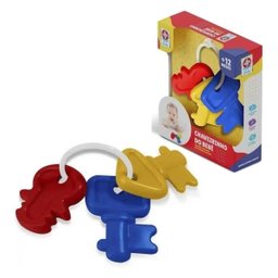 Chaveirinho do Bebe ESTRELA1101400026 Chocalho Mordedor KIT de Chaves Coloridas Brinquedo Didático - 1