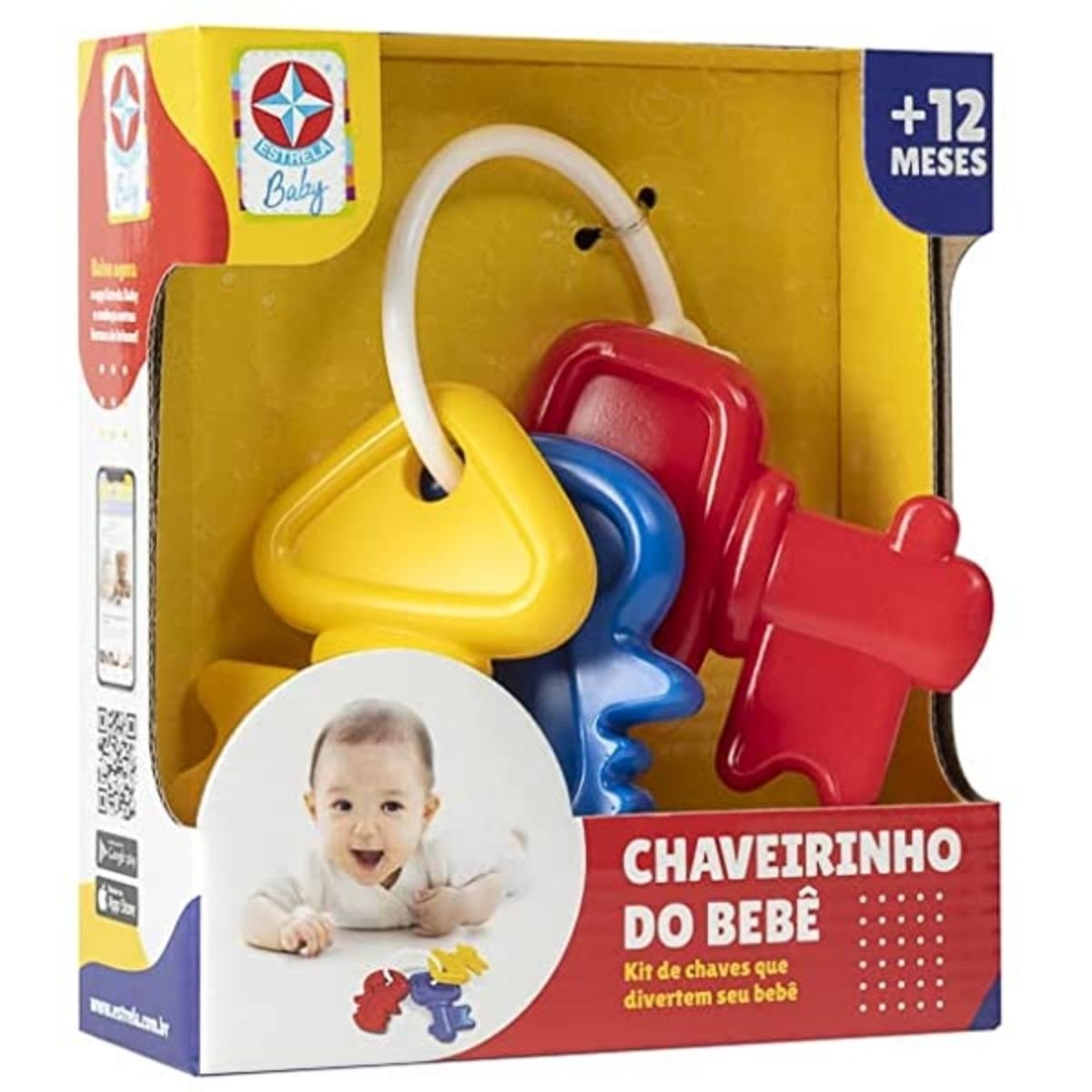 Chaveirinho do Bebe ESTRELA1101400026 Chocalho Mordedor KIT de Chaves Coloridas Brinquedo Didático - 3