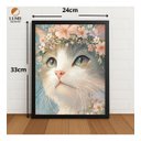Ver imagem 2 de Quadro Decorativo Gato Florido 33x24cm com Vidro Preto