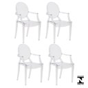 Ver imagem 1 de Kit 4 Cadeiras para Mesa de Jantar Cozinha Sala Escrivaninha Sofia Louis Ghost Transparente