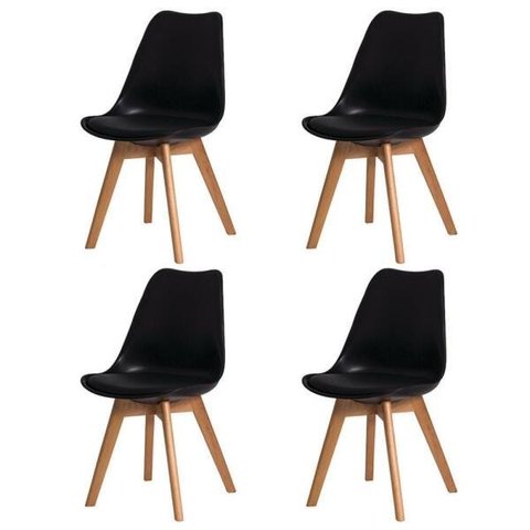 Kit 4 Cadeiras para Mesa de Jantar Sala Cozinha Escrivaninha Saarinen Design Leda Preta