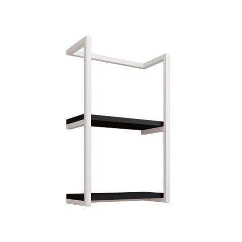 Toalheiro para Banheiro Estilo Industrial Sahy - Branco e Prateleira Preta