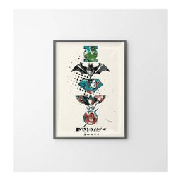 Quadro Poster Liga da Justiça Core Faces And Heroes 39cmx31cm Urban - 1