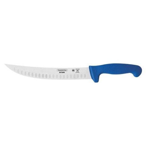 Faca Para Carne Butcher Lâmina Curva Inox 10 Pol Azul Tramontina