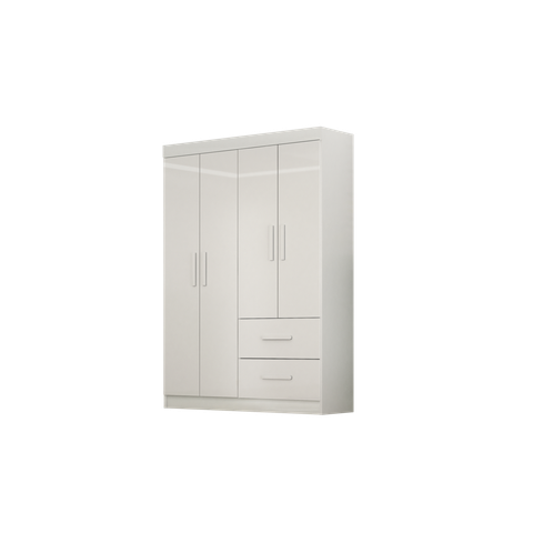 Roupeiro Cali 4 Portas 2 Gavetas CHF Branco