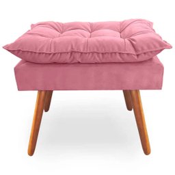 Puff Opala Pés Palito Veludo Rosa - Kimi Design - 2