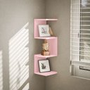 Ver imagem 1 de Prateleira de Canto Lyra 3 Nichos Decorativos Rosa para Sala Quarto Livros