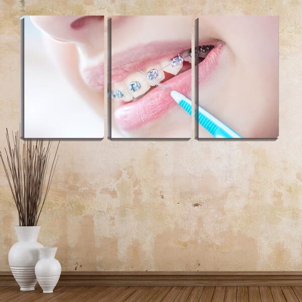 Quadro Decorativo 30x66 limpeza de aparelho dentário - 2