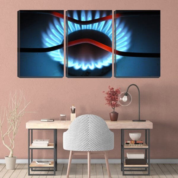 Quadro Decorativo 30x66 chamas de fogo azuis - 2