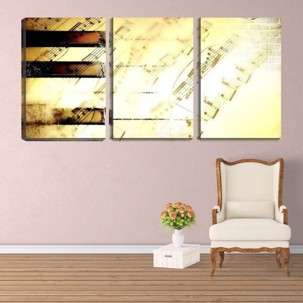 Quadro Decorativo 30x66 partituras na parede arte - 1