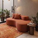 Ver imagem 1 de Sofá Orgânico a Vácuo Curvo 3 Lugares Vai na Caixa Boucle Terracota - Vimont Moveis