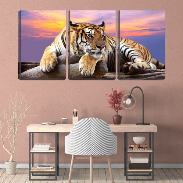 Quadro Decorativo 30x66 olhar atento de tigre asiático - 2