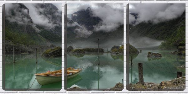 Quadro Decorativo 30x66 barco ancorado sob nuvens - 1