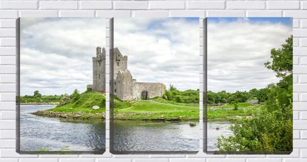 Quadro Decorativo 30x66 castelo perto do rio - 1