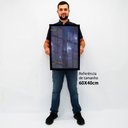 Ver imagem 2 de Quadro Decorativo Caixa Alta com Vidro Abstrato Azul Oceano TaColado Moldura Branca 40x60cm