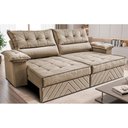 Ver imagem 1 de Sofá Retrátil e Reclinável 3,00m com Molas e Espuma D33 Thunder Velusoft Bege Cama Inbox
