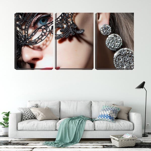 Quadro Decorativo 30x66 olhar de mulher mascarada - 2