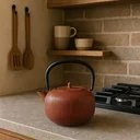 Ver imagem 2 de Chaleira de Ferro Canelado Vermelho 1 Litro