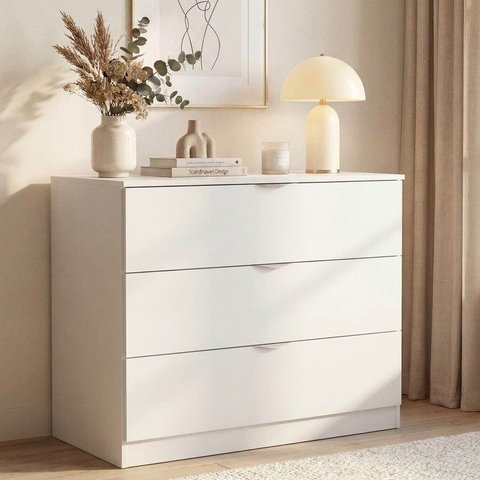 Cômoda Planejada 3 Gavetas 109cm Hera CabeCasa MadeiraOriginals Branco Algodão