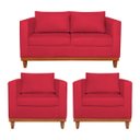 Ver imagem 1 de Kit Sofá 3 Lugares e 2 Poltronas Europa 180 cm Estilo Conforto e Elegância Suede Vermelho - ADJ Deco