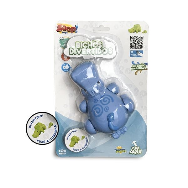 Brinquedo Infantil Hipopótamo Azul Coleção Bichos Divertidos - 2