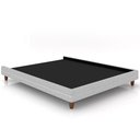 Ver imagem 1 de Cama Casal Base Box Pés Madeira 203cm Suném P05 Linho Cinza Claro - Lyam Decor