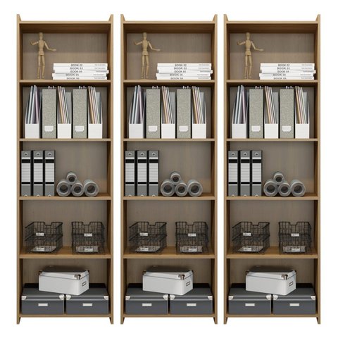 Kit 3 Estantes Multiuso para Sala Escritório 57x183 cm MDP Carvalho 0700 Prime