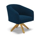 Ver imagem 1 de Poltrona Decorativa Giratória Ma30 Stella Bouclê Azul - D’Rossi