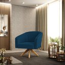 Ver imagem 2 de Poltrona Decorativa Giratória Ma30 Stella Bouclê Azul - D’Rossi