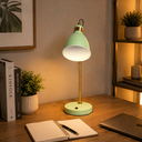 Ver imagem 1 de Luminária Mesa Metal Verde Claro Dourado Estilo Elegante
