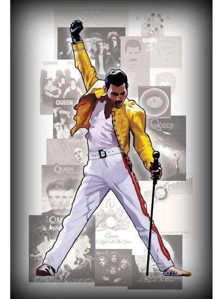 Placa Decorativa Poster 60x40 Rock Freddie Mercury Queen