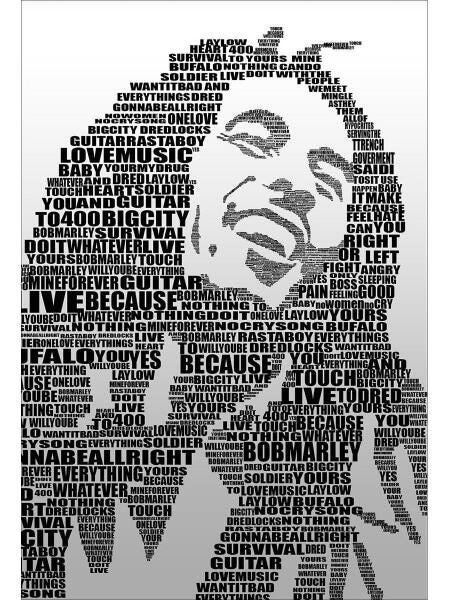 Placa Decorativa Poster 60x40 Rock Pop Reggae Bob Marley - 1