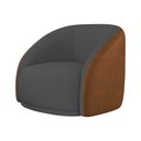 Ver imagem 7 de Poltrona Giratória 87cm Heidi Courino Caramelo | Veludo Cinza - Sallar Home