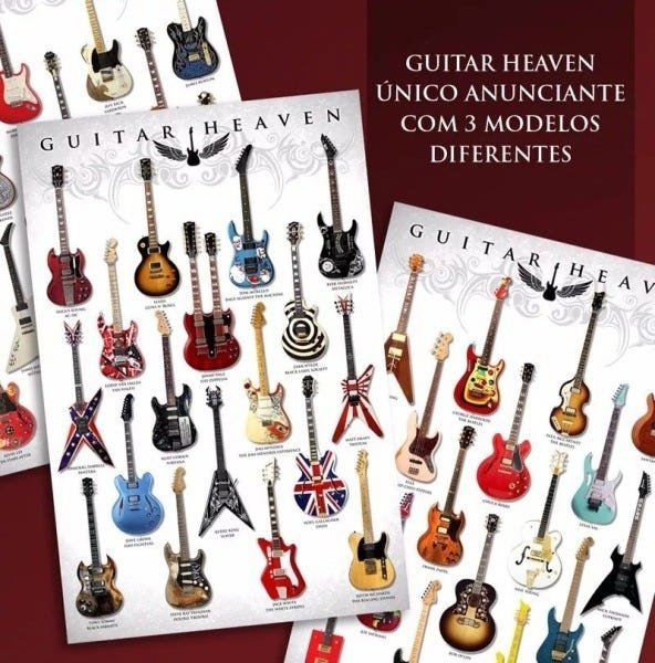 Kit 3 Placas Quadros Poster Guitarras Famosas Decoração Para Sala - 5
