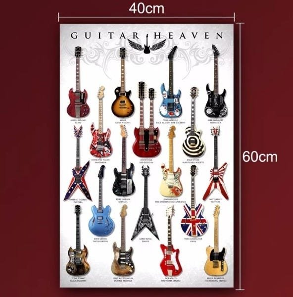 Kit 3 Placas Quadros Poster Guitarras Famosas Decoração Para Sala - 2