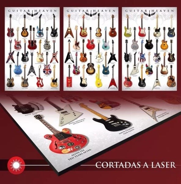Kit 3 Placas Quadros Poster Guitarras Famosas Decoração Para Sala - 3