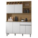 Ver imagem 2 de Armário de Cozinha Compacta 130cm 6 Portas Alice Amêndoa/branco - Ajl Móveis