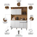 Ver imagem 3 de Armário de Cozinha Compacta 130cm 6 Portas Alice Amêndoa/branco - Ajl Móveis