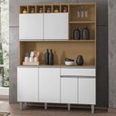 Ver imagem 1 de Armário de Cozinha Compacta 130cm 6 Portas Alice Amêndoa/branco - Ajl Móveis