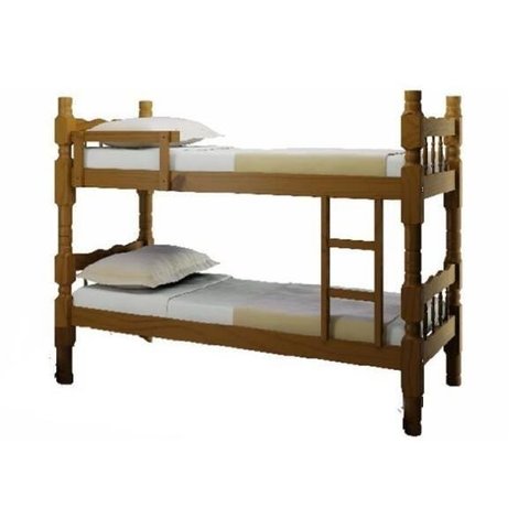 Beliche em Madeira Maciça na cor Imbuia com dupla furação para colchão de 78/188 e 88/188