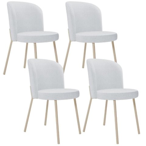 Kit 04 Cadeiras para Sala de Jantar Cozinha Estofada Gavi Arena L02 Linho Cinza - Lyam Decor