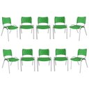 Ver imagem 3 de Kit com 10 Cadeiras Iso para Escola Escritório Comércio Verde Base Branca