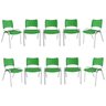 Kit com 10 Cadeiras Iso para Escola Escritório Comércio Verde Base Branca - 3
