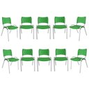 Ver imagem 2 de Kit com 10 Cadeiras Iso para Escola Escritório Comércio Verde Base Branca