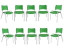 Ver imagem 2 de Kit com 10 Cadeiras Iso para Escola Escritório Comércio Verde Base Branca