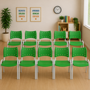 Ver imagem 1 de Kit com 10 Cadeiras Iso para Escola Escritório Comércio Verde Base Branca