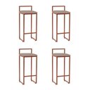 Ver imagem 1 de Kit 4 Banquetas Bistrô Alta Industriais em Aço Dori Cobre Assento Suede Bege