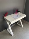 Ver imagem 7 de Escrivaninha Mesa Escritório Moderna Pés Angulares 1 Gaveta 90,8cm Branca Artany